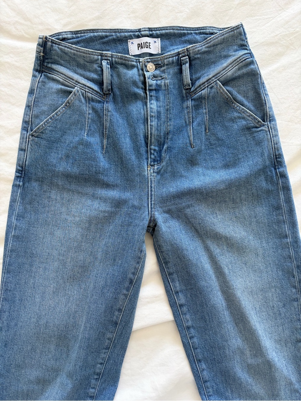PAIGE Denim Light Wash Sarah Straight Ankle Jeans Size 28 Like New - Picture 8 of 16